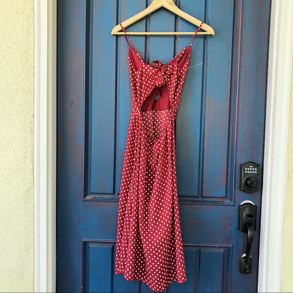 SHEIN Midi Tie Back Twist Cut Out Polka Dot Dress - Picture 2 of 7